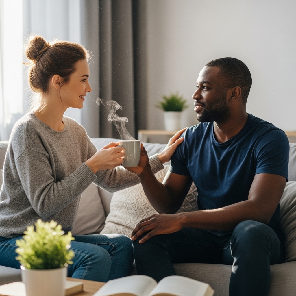 Couple sharing coffee